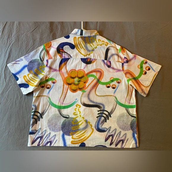 ASOS Design Men’s Short Sleeve Button Down Shirt Size M Boxy Cut 90s/80s Style - Picture 7 of 11